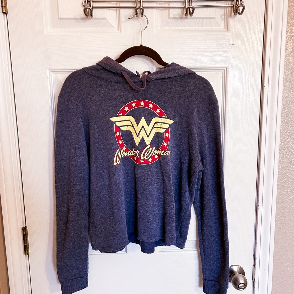Wonder Woman Cropped Blue Hoodie